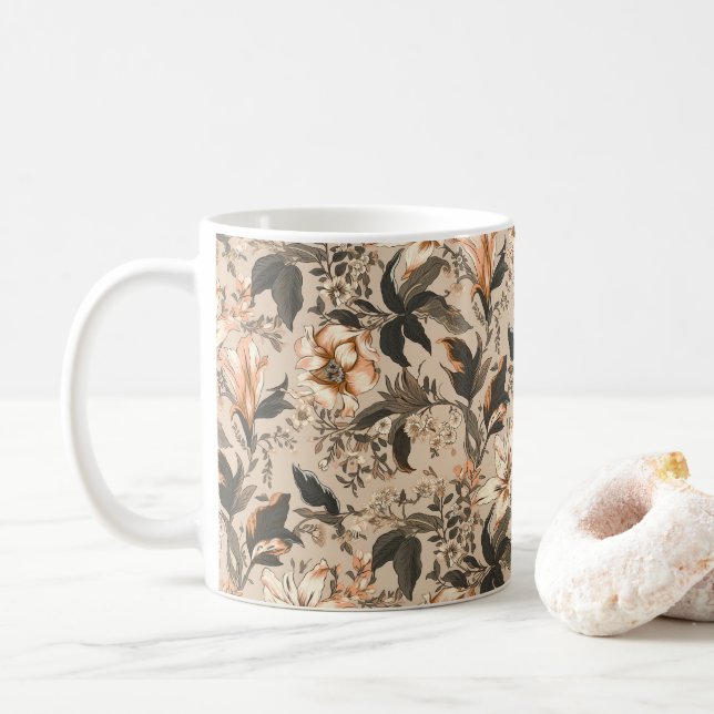 Mug vintage à motifs floraux (Avec donut)