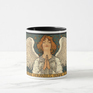 Mug Vintage ange religieux priant avec des étoiles d'o