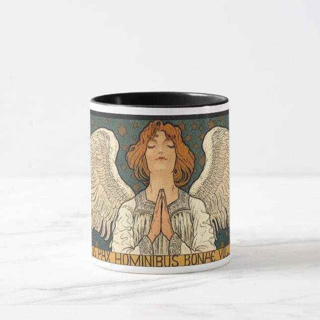 Mug Vintage ange religieux priant avec des étoiles d'o (Centre)