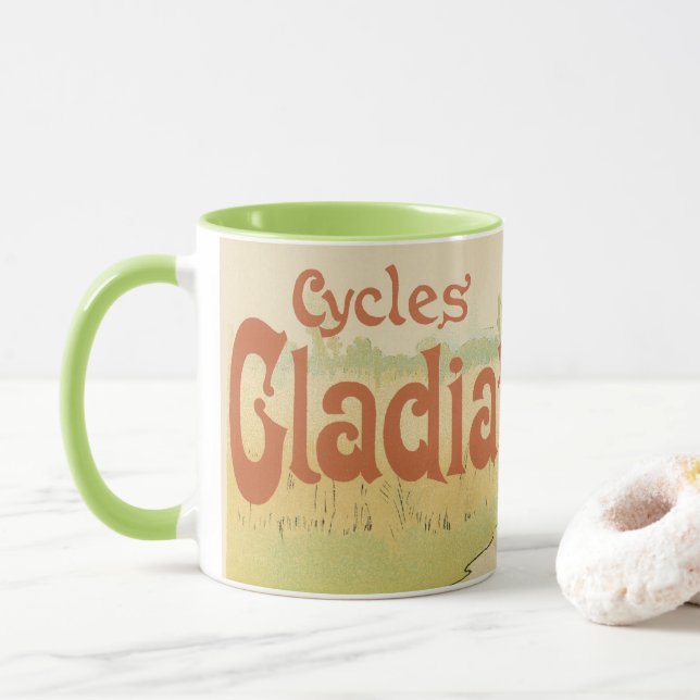 Mug Vintage Art Nouveau, Bicyclettes Gladiator Cycles (Avec donut)