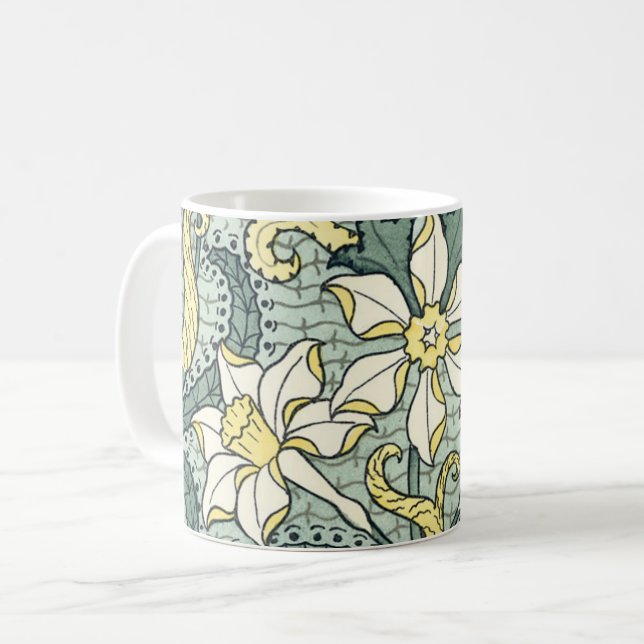 Mug Vintage Art Nouveau Daffodil Narcisse Fleurs (Devant gauche)