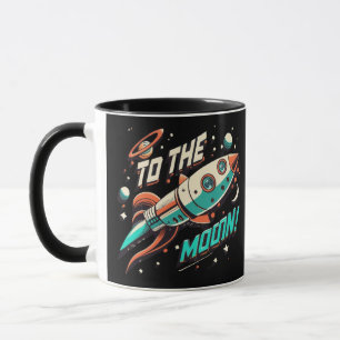 Mug Vintage Au Moon Rocket ship