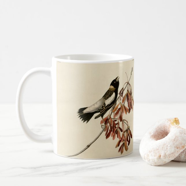 Mug Vintage Audubon Cèdre cire Peinture Cadeau Oiseau  (Avec donut)