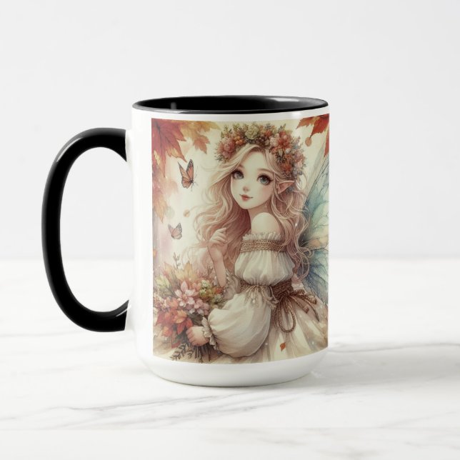 Mug Vintage automne Fée avec feuilles d'automne (Gauche)