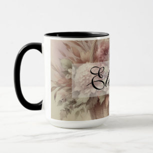 Mug Vintage Automne fleurs pastel aquarelle peinture