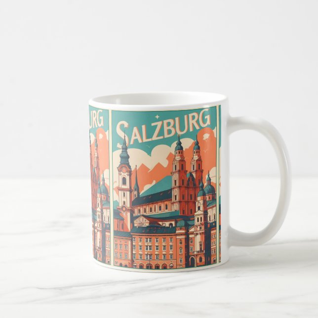 Mug Vintage Autriche capitale salzbourg skyline (Droite)