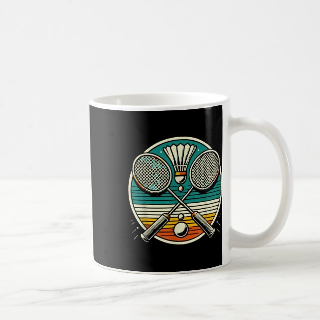 Mug Vintage Badminton Rackets Shuttle Crossed Rackets  (Droite)