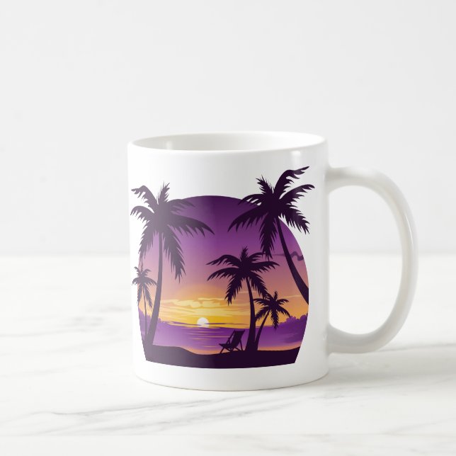 Mug Vintage Beach Sunset Vacation lounger peach purple (Droite)