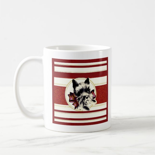 Mug Vintage Black Scottish Terrier sur mule rouge (Gauche)