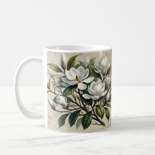 Mug Vintage blanc Magnolia Botanique (Gauche)