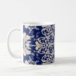 Mug Vintage Bleu : Elégant Motif sans couture.