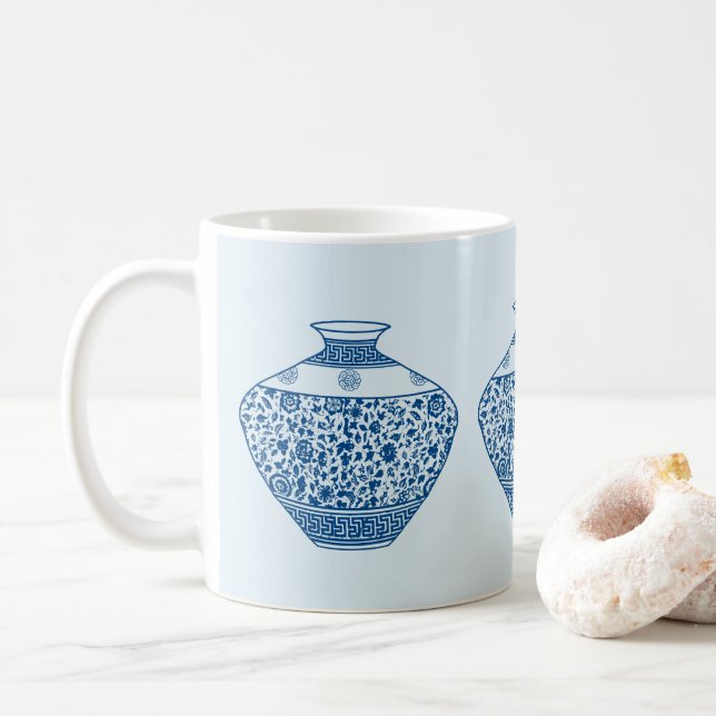 Mug Vintage Blue Chinoiserie Ginger Jars Vases (Avec donut)