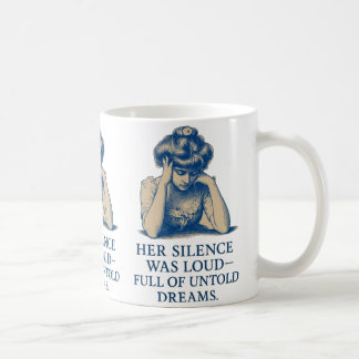 Mug Vintage Blue Ink Portrait – “Her Silence Was Loud”