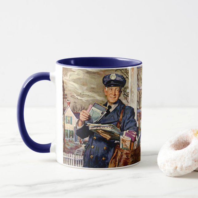 Mug Vintage Business, Mailman Livrant des lettres (Avec donut)