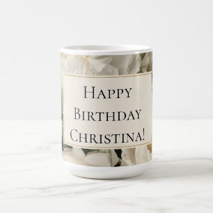 Mug Vintage cadre floral avec crème et roses roses