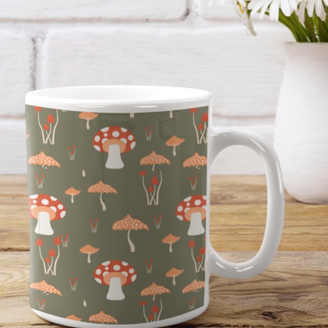Mug Vintage Champignons Retro Motif vert (Créateur téléchargé)