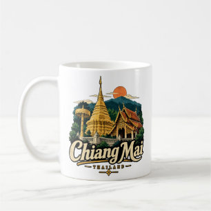 Mug Vintage Chiang Mai Thaïlande Art de Voyage Monumen