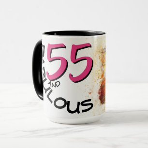 Mug Vintage Chic Pink Bicycle 55 et Fabuleux anniversa