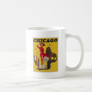 Mug Vintage Chicago USA Air Travel Publicité