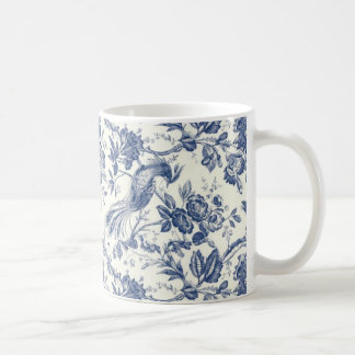 Mug Vintage Chinoiserie Fleur et Oiseau Bleu et Bl