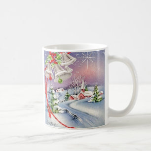 Mug Vintage Christmas Church Silver Bells North Star