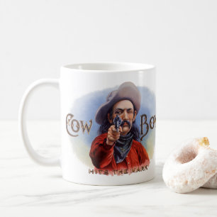 Mug Vintage Cigar Étiquette Art, Cowboy frappe la marq