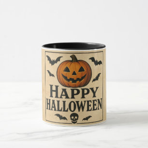 Mug Vintage/classique Happy Halloween jack-o-lantern