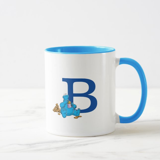 Mug Vintage Cookie Monster Manger Cookies Monogramme B (Droite)