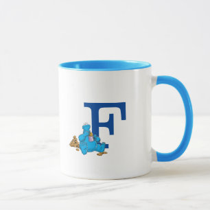 Mug Vintage Cookie Monster Manger Cookies Monogramme F