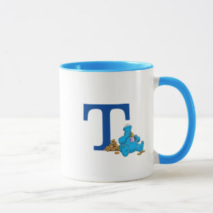 Mug Vintage Cookie Monster Manger Cookies Monogramme T