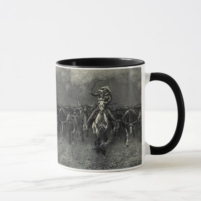 Mug Vintage Cowboys, un stampede de Frederic Remington (Droite)