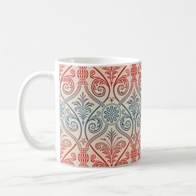 Mug Vintage Damask Wallpaper - bleu violet rouge (Gauche)