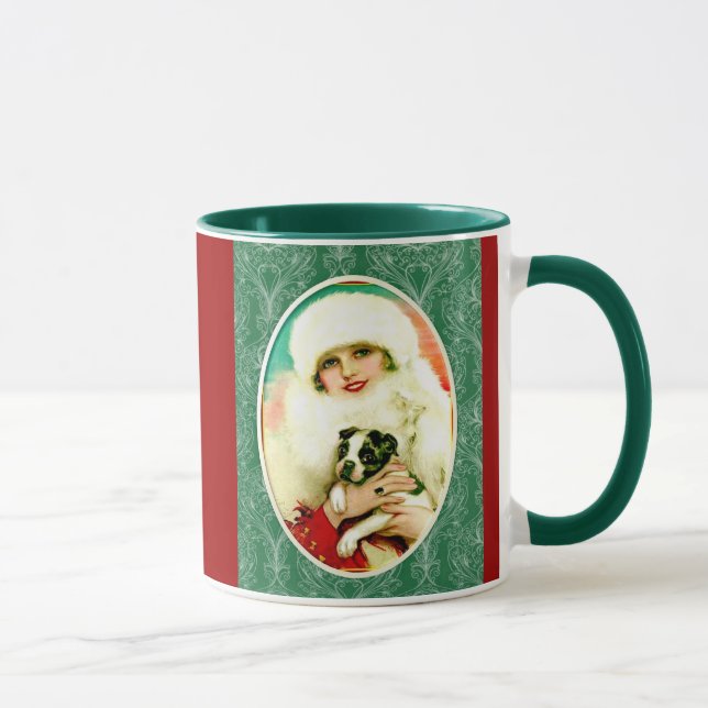 Mug Vintage dame avec Boston Terrier (Droite)