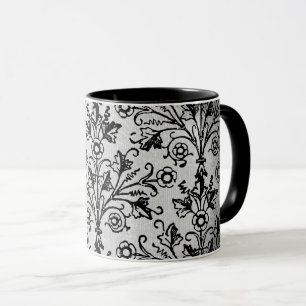 Mug Vintage de Damas Floral Etching sur Grungy Grey