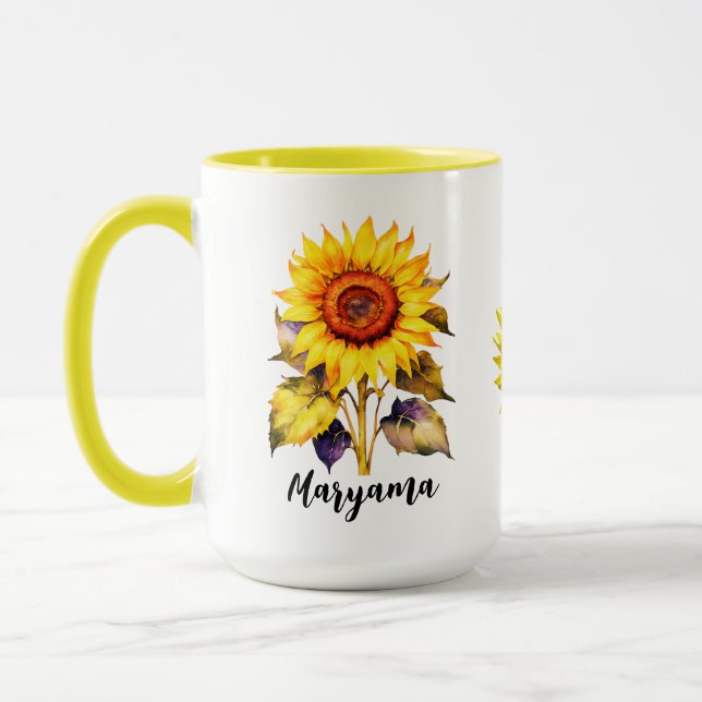 Mug Vintage De Tournesol Personnalisé Avec Un Nom  (Gauche)