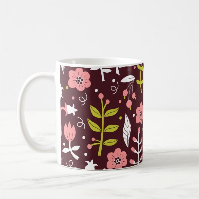 Mug Vintage Doodle Floral sans couture Motif (Gauche)