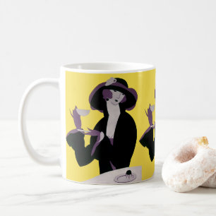 Mug Vintage Élégante Femme Boire Tea Party après-midi
