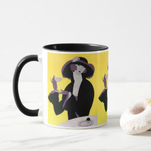 Mug Vintage Élégante Femme Boire Tea Party après-midi