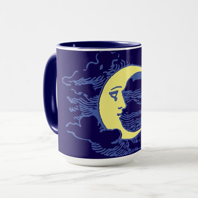Mug Vintage époque victorienne croissant visage lune (Devant gauche)
