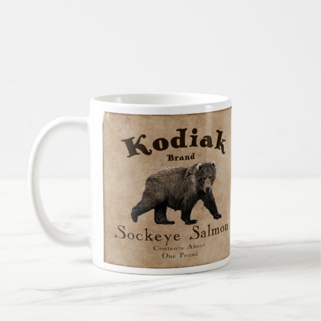Mug Vintage Étiquette Saumon Kodiak (Gauche)