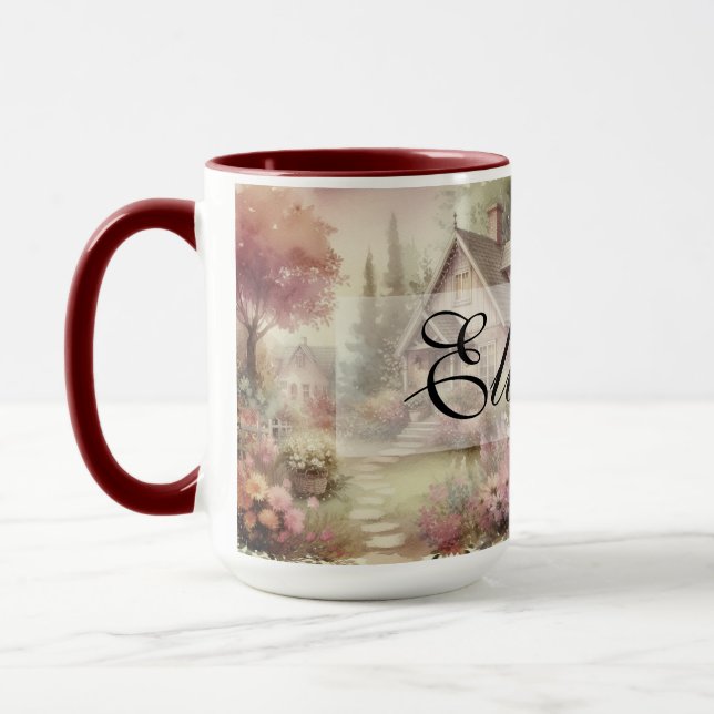 Mug Vintage Fall Scenery cottage jardin fleuri feuille (Gauche)