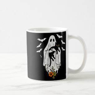 Mug Vintage Fantôme tenant Chat Halloween Kitty Meow C