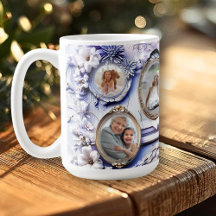 Vintage Floral Frame Collage with Soft Lavender