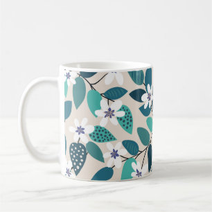 Mug Vintage floral seamless pattern. Beautiful white f