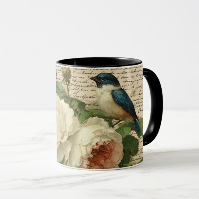 Mug vintage flowers and bird (Devant droit)