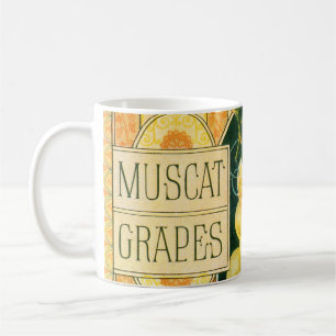 Mug Vintage Fruit Crate Art Étiquette, Raisins de Masc