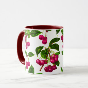 Mug Vintage Fuchsia Cerises roses Imprimer