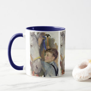 Mug Vintage Garçon avec son ruban bleu Cheval gagnant