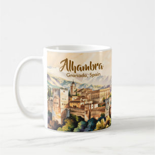Mug Vintage Grenade Espagne Alhambra Aquarelle Voyage