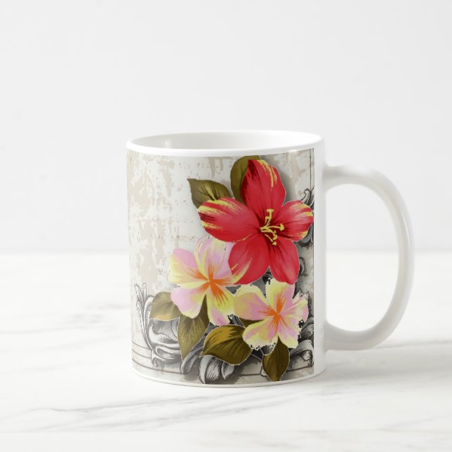 Mug vintage hawaii hibiscus fleoral tropical mariage (Droite)